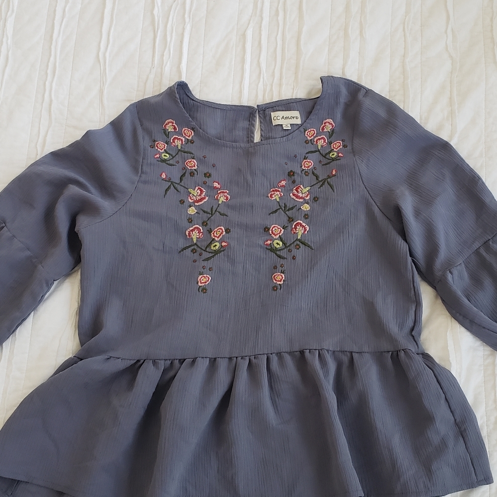 Blue peplum top